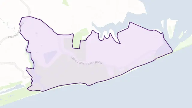 Lake Tyers Beach Area Boundary Map