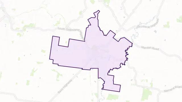 Leongatha Area Boundary Map