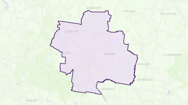 Macedon Ranges Area Boundary Map