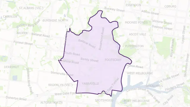 Maribyrnong Council Area Boundary Map