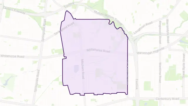 Mitcham Area Boundary Map