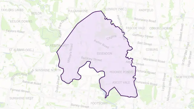 Moonee Valley Council Area Boundary Map