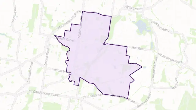 Mooroolbark Area Boundary Map