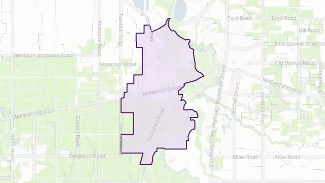 Mooroopna Area Boundary Map