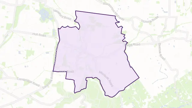 Mount Evelyn Area Boundary Map
