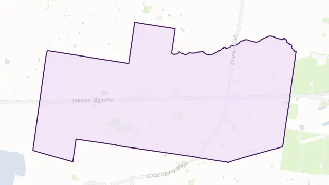 Mount Moriac Area Boundary Map