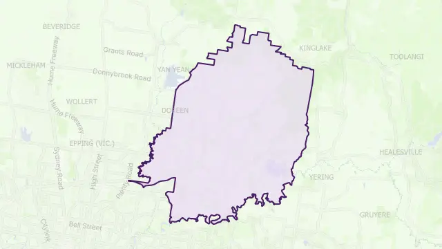 Nillumbik Council Area Boundary Map
