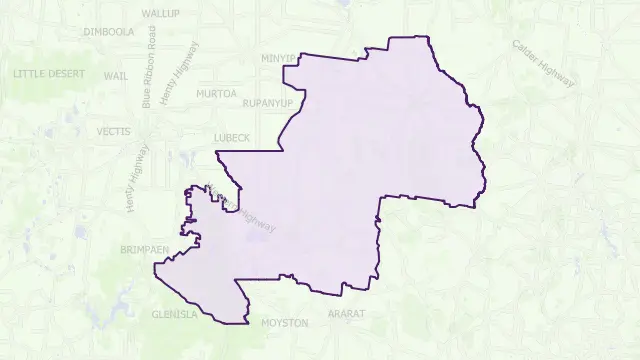 Northern Grampians Council Area Boundary Map