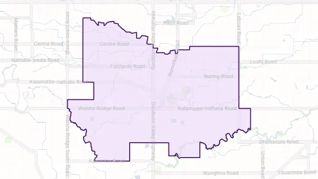 Numurkah Area Boundary Map