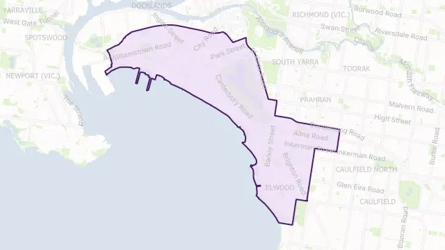 Port Phillip Council Area Boundary Map