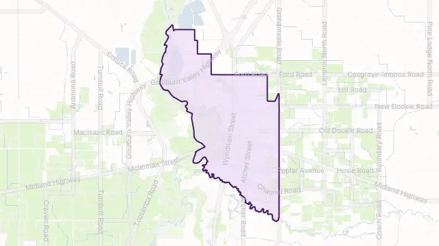 Shepparton Area Boundary Map