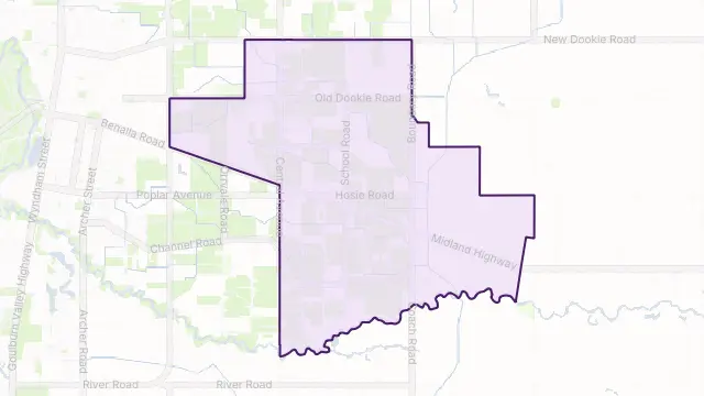 Shepparton East Area Boundary Map