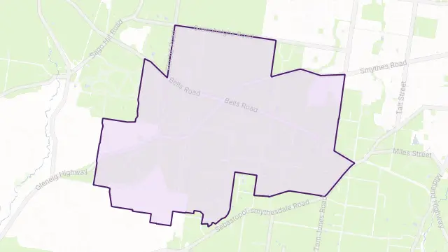 Smythes Creek Area Boundary Map