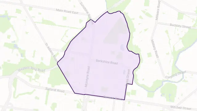 Sunshine North Area Boundary Map