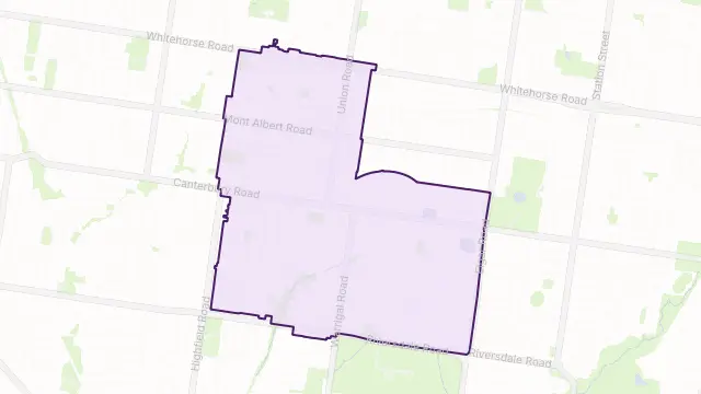 Surrey Hills Area Boundary Map