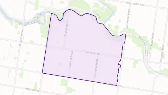Toorak Area Boundary Map