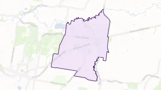 Traralgon Area Boundary Map