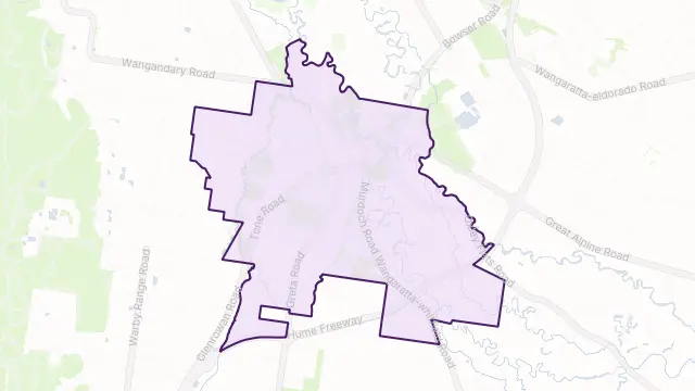 Wangaratta Area Boundary Map