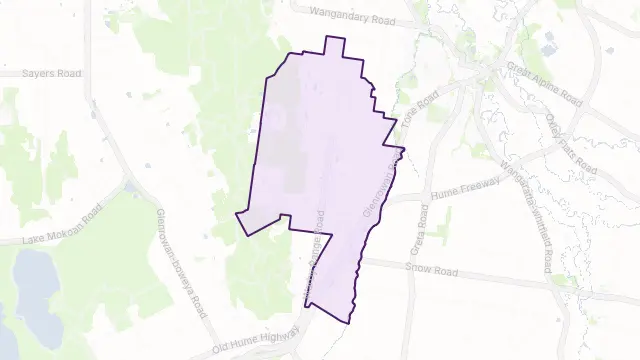 Wangaratta South Area Boundary Map
