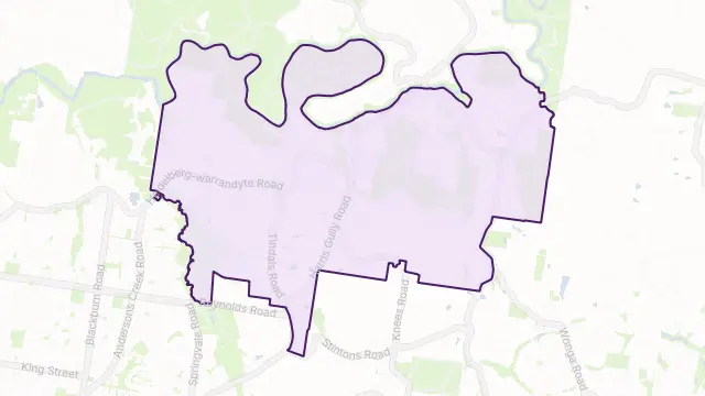 Warrandyte Area Boundary Map