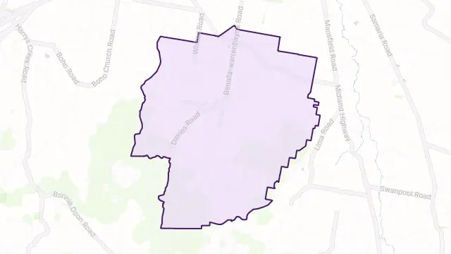 Warrenbayne Area Boundary Map
