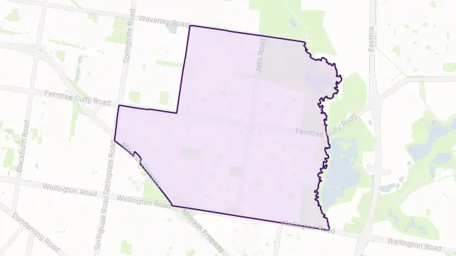 Wheelers Hill Area Boundary Map