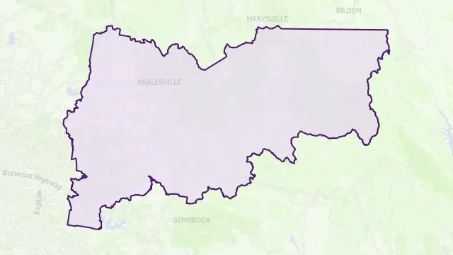 Yarra Ranges Council Area Boundary Map