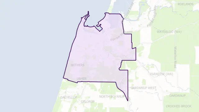 Bunbury Council Area Boundary Map