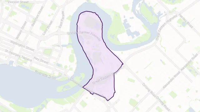 Burswood Area Boundary Map