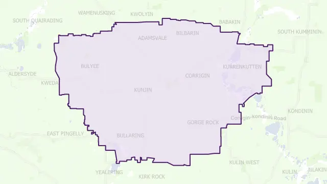 Corrigin Council Area Boundary Map