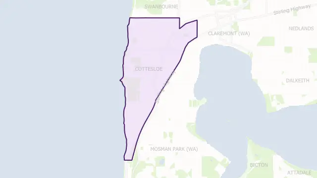 Cottesloe Council Area Boundary Map