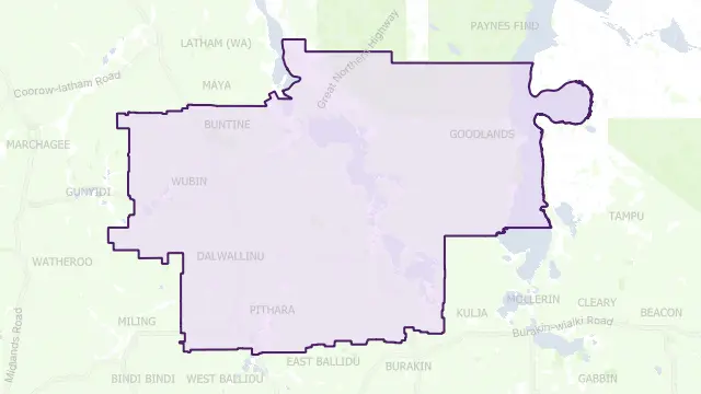Dalwallinu Council Area Boundary Map