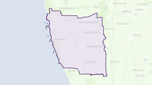 Dandaragan Council Area Boundary Map