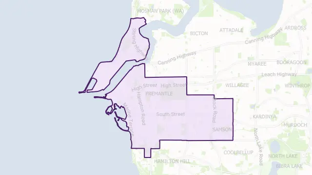Fremantle Council Area Boundary Map