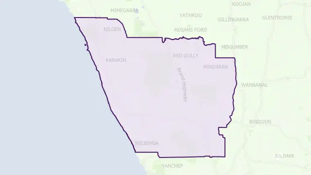 Gingin Council Area Boundary Map