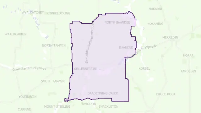 Kellerberrin Council Area Boundary Map
