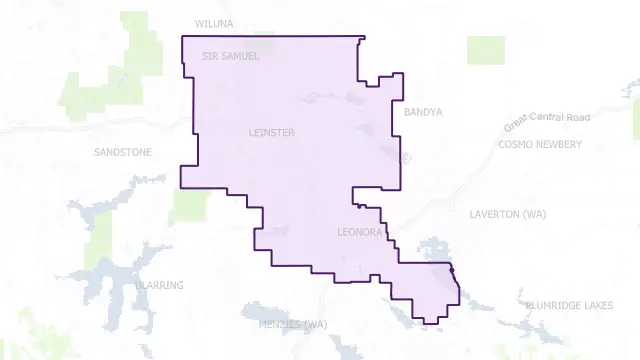 Leonora Council Area Boundary Map