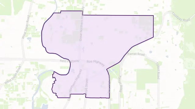Middle Swan Area Boundary Map