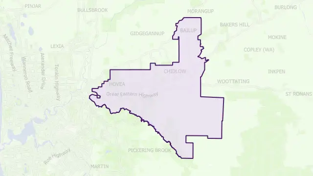 Mundaring Area Boundary Map