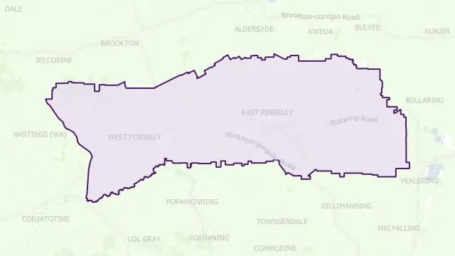 Pingelly Council Area Boundary Map