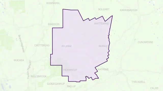 Toodyay Council Area Boundary Map