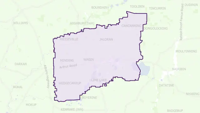 Wagin Council Area Boundary Map