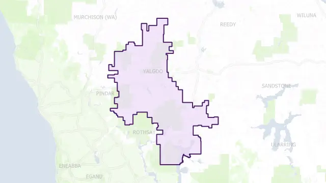 Yalgoo Council Area Boundary Map